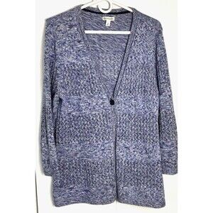 Croft & Barrow Womens Blue Marbled Cardigan Size Medium